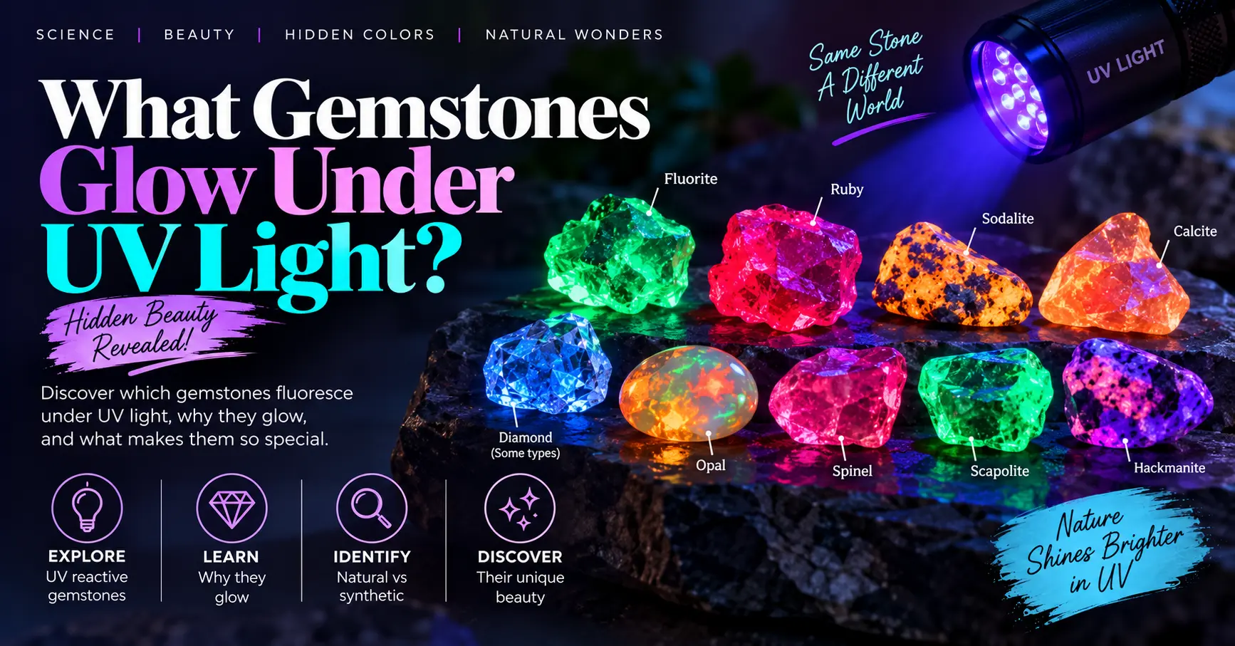 gemstones glow under uV light